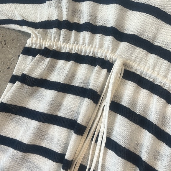 Frame White Multi Striped Knit Drawstring Maxi Dress - Picture 4 of 12